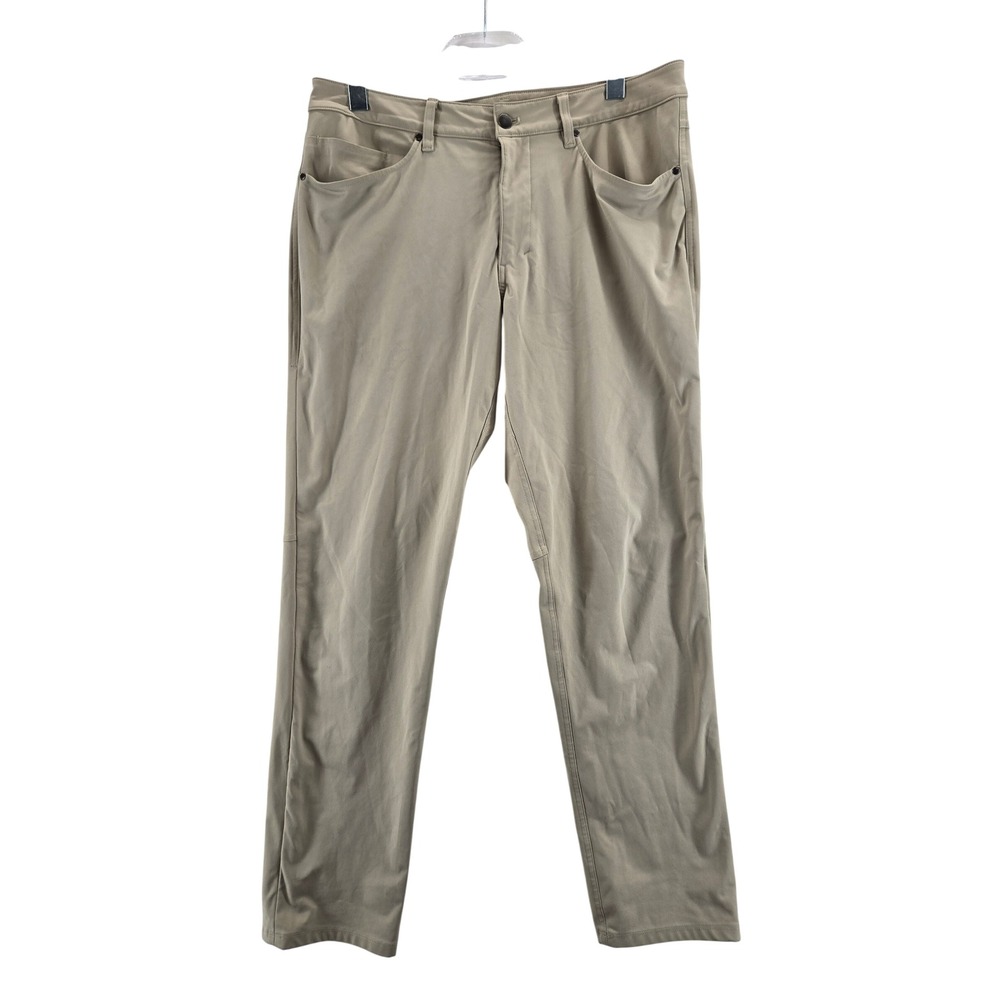 Lululemon Mens ABC Pants 34 Khaki Tan Technical Stretch 5-Pocket 35x31